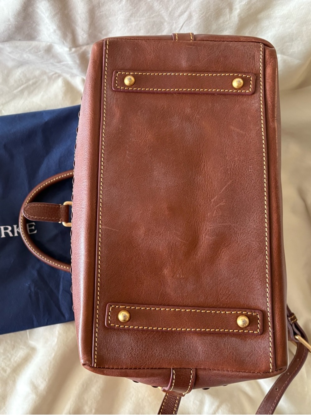 Dooney & Bourke Brown Leather Satchel with Gold Hardware - Picture 3 of 9